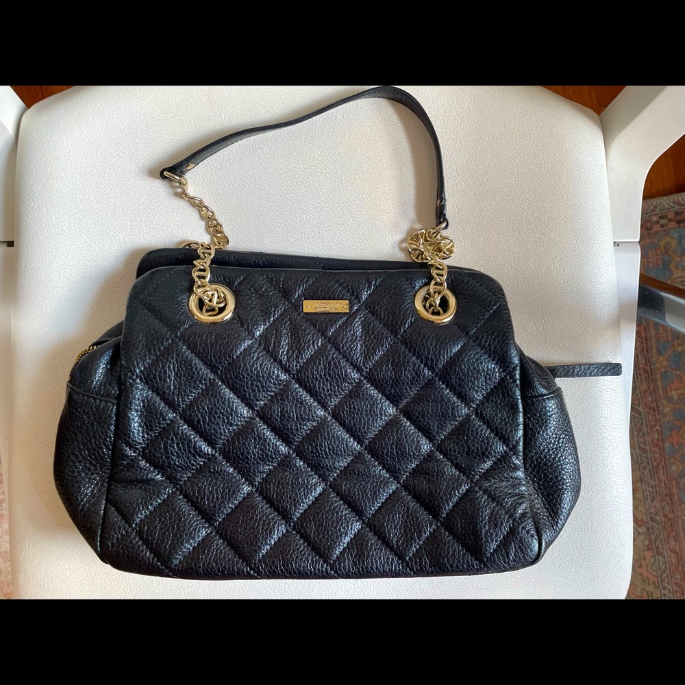Kate Spade Gold Coast Black Quilted Gold Chain Shoulder Bag